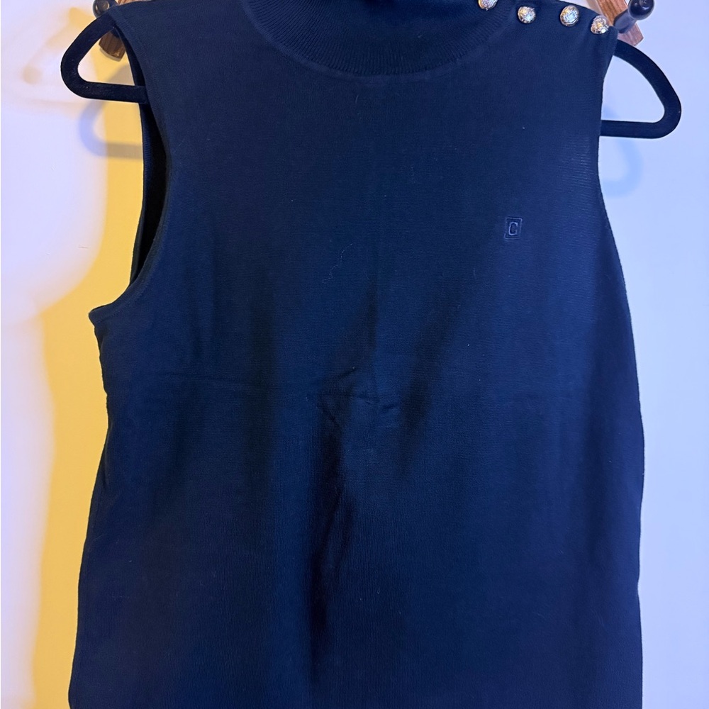 Chaps Sleeveless Crewneck Knit Top - Black
